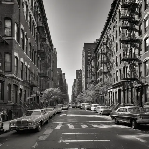 Harlem, NYC, black and white photo, 1972,new york streets,flatiron,flatiron building,manhattan,brownstone,newyork,chestnut avenue,5th avenue,harlem,brooklyn,urban landscape,new york,city scape,old ave