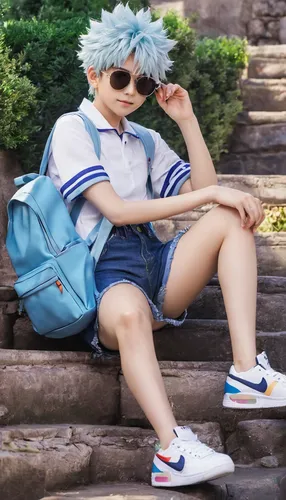 Killua Zoldyck, For a cute and charming and anime look for Killua, I chose a cotton blouse with a cartoon pattern to add a delicate and attractive touch. The light-colored denim pants can be a perfect