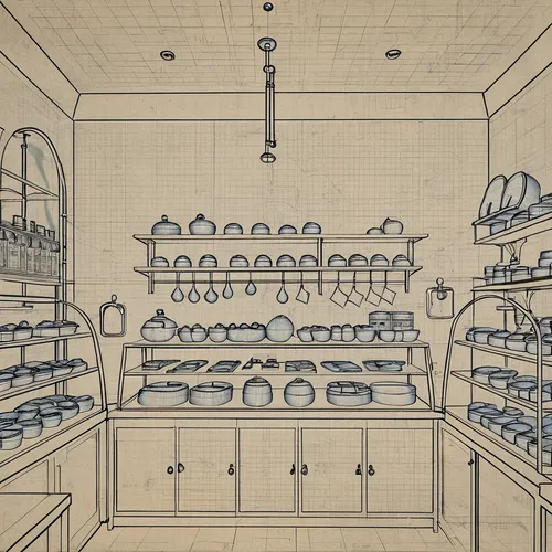 kitchen shop,bakery,pantry,food line art,grocer,bakery products,pastry shop,kitchenware,apothecary,shelves,grocery,brandy shop,soap shop,deli,vintage kitchen,tile kitchen,victorian kitchen,shelving,gr
