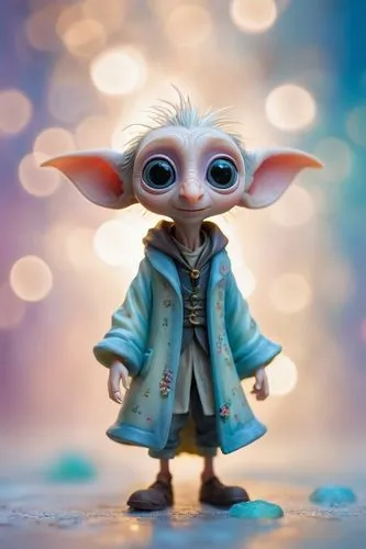 shabby chic dreamy mist pastel junk journals 
whimsical cute quirky harry potter style Dobby with big eyes in odd clothings, tamara laporte style, 
swirling magical fairytale abstract art style,a clos