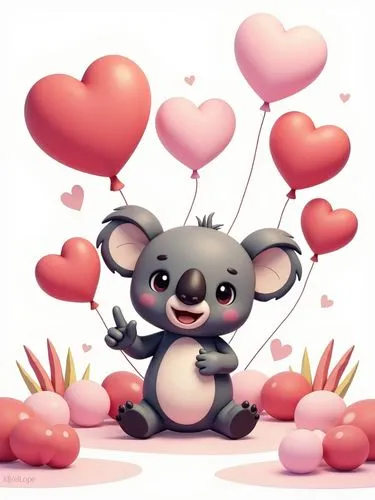 Character Details
• The main character is a 2D, anime-style koala.
• It has a rounded and adorable form with a friendly and lovable facial expression.
• The pose shows the koala slightly raising o