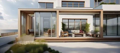 there are two couches sitting on the back porch,prefab,pommels,penthouses,prefabricated,smart home,demountable