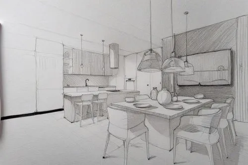 a drawing of a kitchen with appliances and chairs,kitchen design,3d rendering,kitchen interior,modern kitchen interior,renderings,sketchup,kitchen,modern kitchen,modern minimalist kitchen,kitchenette,