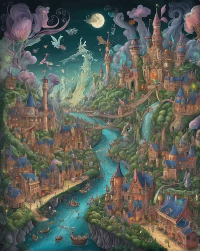The pollution: Describe the devastating effects and urgency of addressing pollution in a city.,fantasy city,fairy world,fantasy world,fairy village,fantasy landscape,3d fantasy,dream world,aurora vill
