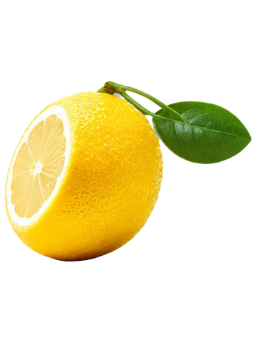 Fresh yellow lemon, solo, round shape, glossy surface, prominent stem, slight sheen, morning dew, soft natural light, 3/4 composition, shallow depth of field, warm color tone, cinematic lighting, macr