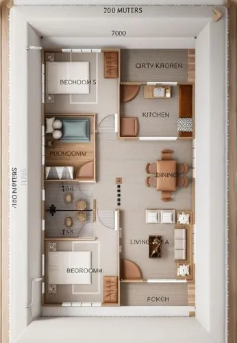 a three bedroom floor plan is shown in this image,dolls houses,an apartment,miniature house,humidor,shared apartment,floor plan,architect plan,wine boxes,apartment,minibar,humidors,storage cabinet,dol