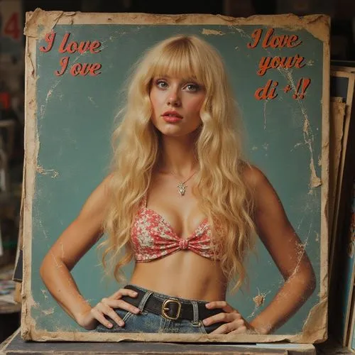 a poster depicting a blonde girl in a bikini,valentine day's pin up,vintage angel,valentine pin up,pin-up model,vintage girl,objectification,barbie doll,pin ups,kitsch,dolly,photo frame,valentine cloc