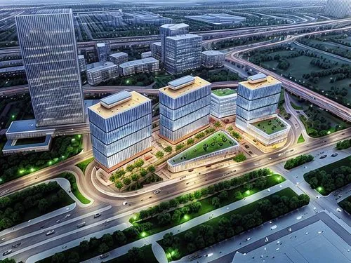 Mixed use buildings with retail plaza, vibrant retail center, at dusk,zhengzhou,tianjin,wuhan''s virus,shenyang,hongdan center,xi'an,nanjing,ulaanbaatar centre,haikou city,dalian,hochiminh,beihai,xizh