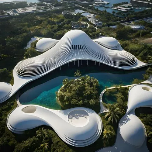 futuristic art museum,futuristic architecture,roof domes,futuristic landscape,sky space concept,asian architecture,alien ship,chinese architecture,artificial islands,jewelry（architecture）,calatrava,so