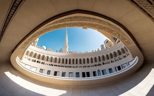 ARCHI-UNION STYLE ARCHITECTURE, CHURCH EXTERIOR BUILDING, INTERIOR TO EXTERIOR SHOT CAMERA, WINDOWS, DOME, DUBAI , SAND FLOORING, CONTRASTED IMAGE, CLARITY 60,three centered arch,vatican window,dome,v
