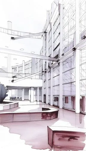 Hall Central Hospital Ramón Carillo,school design,render,multistory,cantilevers,renders,overlaying,rendered,storyboard,laboratories,prefabrication,construction area,office buildings,reconstructs,archi