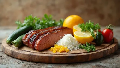 ингредиент,an image of food with meat on a wood board,sausage plate,braised pork rice,grilled sausage,sausage platter,rice dish,liver sausage,bratwurst,frankfurter,food styling,blue-and-red beef tongu
