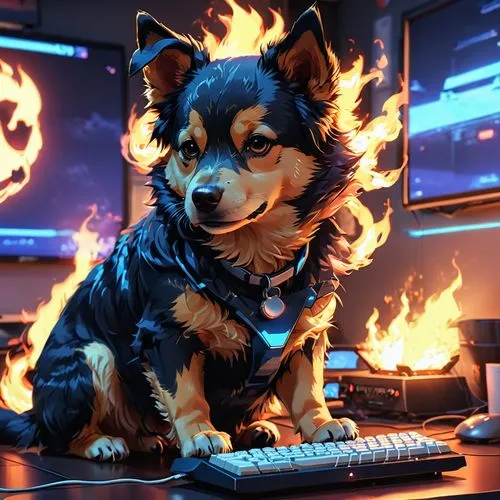 garrison,fire background,cyberdog,mascotech,wolstein,ruzowitzky,Photography,General,Realistic