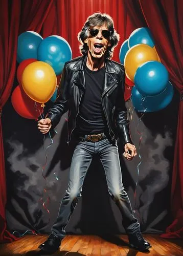 mick,cd cover,foil balloon,rock 'n' roll,happy birthday balloons,solo entertainer,tyrion lannister,linkedin icon,life stage icon,rock and roll,spotify icon,leather jacket,rock'n roll,balloons mylar,entertainer,the king of pop,rocker,static electricity,keith-albee theatre,disco,Illustration,Abstract Fantasy,Abstract Fantasy 03