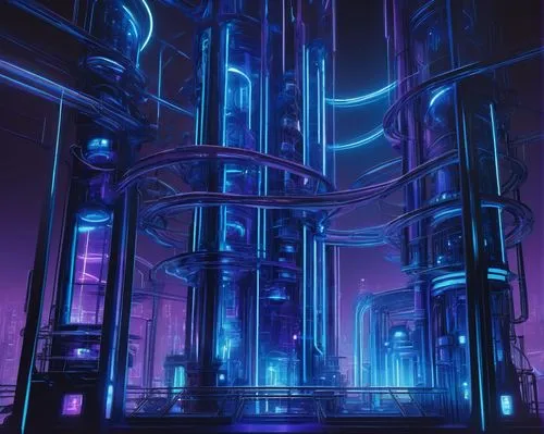 Futuristic 2G architecture diagram, sleek metallic structure, intricate circuitry patterns, neon blue lights, holographic display, minimalist futuristic background, low-angle shot, dramatic lighting, 