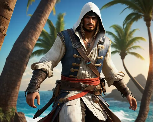 pirate,pirate treasure,assassin,east indiaman,pirates,full hd wallpaper,hooded man,piracy,rum,pirate flag,french digital background,assassins,caravel,massively multiplayer online role-playing game,jolly roger,game art,background images,galleon,4k wallpaper,lavezzi isles,Illustration,Japanese style,Japanese Style 16