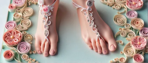 Imagine a suspenseful moment where someone secretly takes a photo of Belle Delphine's feet.,bookmark with flowers,flower garland,piping tips,floral garland,flower ribbon,floral border paper,hand prost