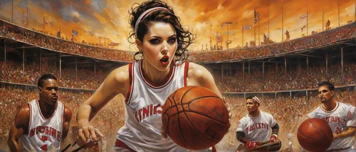 Imagine a thrilling sports event happening at an unusual location.,woman's basketball,basketball player,women's basketball,girls basketball,basketball,girls basketball team,basketball autographed para