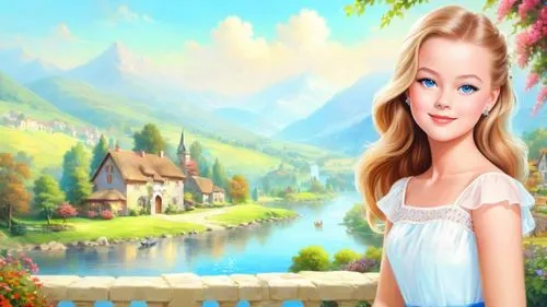 eilonwy,dorthy,cartoon video game background,landscape background,children's background,fairy tale character