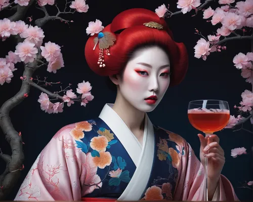 geisha girl,geisha,japanese woman,cherry japanese,japanese art,ikebana,japanese cherry,mukimono,oriental painting,japanese culture,tea ceremony,kaiseki,oriental girl,oriental princess,cherry blossom japanese,floral japanese,sakura blossom,kimono fabric,japanese floral background,plum blossoms,Conceptual Art,Daily,Daily 22