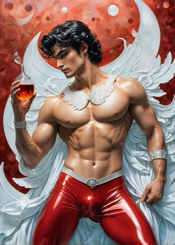 the archangel,cupido,archangel,cupiagua,red super hero,shiron,antinous,suero,cupid,alcide,kazuya,greek god,perseus,eros,shadaloo,business angel,gyrich,mercurys,uriel,namor,Art,Classical Oil Painting,Classical Oil Painting 02