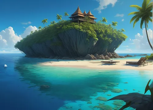 monkey island,tropical island,islands,island suspended,an island far away landscape,island,tropical sea,tropical beach,tropics,the island,islet,floating islands,coconut trees,java island,safe island,fiji,south seas,dream beach,coconut tree,flying island,Conceptual Art,Sci-Fi,Sci-Fi 07