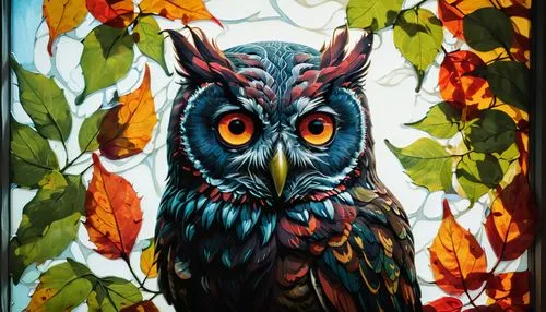 owl art,plaid owl,owl,owl background,owl pattern,glass painting,audubon,bird painting,owl drawing,halloween owls,large owl,boobook owl,brown owl,owl nature,bubo,hedwig,owls,owl eyes,fabric painting,eared owl,Conceptual Art,Daily,Daily 22