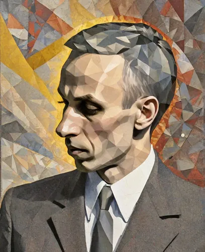 portrait in the style of polygonal painting in the mosaic style of Alexander Deineka, the face is also divided into color polygons,ernő rubik,daniel craig,roy lichtenstein,adenauer,casement,popart,lok