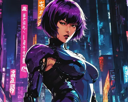 cyberpunk,purple wallpaper,la violetta,violet,nova,gain,katana,ultraviolet,birds of prey-night,cyborg,fuki,kotobukiya,femme fatale,evangelion eva 00 unit,shinjuku,yukio,hong,color 1,valerian,purple,Conceptual Art,Oil color,Oil Color 21