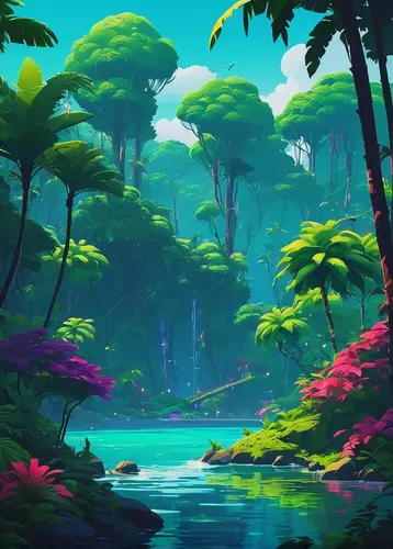 lagoon,underwater oasis,jungle,tropics,fantasy landscape,tropical island,tropical jungle,cartoon video game background,oasis,landscape background,summer background,an island far away landscape,forest landscape,mushroom landscape,forest,frog background,full hd wallpaper,4k wallpaper,isle,tropical sea,Conceptual Art,Fantasy,Fantasy 32