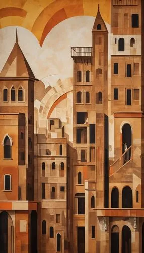 urbino,chirico,casbah,townscape,riad,rizzi,the cairo,bologna,montalbano,monreale,italian painter,city scape,brunelleschi,pienza,baglione,medina,architettura,siena,arabic background,gozzoli,Illustration,Realistic Fantasy,Realistic Fantasy 21