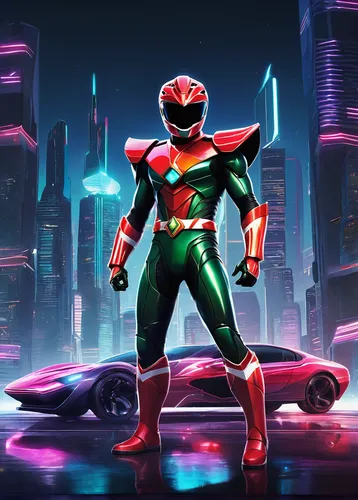 mazda ryuga,superhero background,cg artwork,ranger,falcon,red super hero,80's design,merc,concept art,red and green,figure of justice,mighty,game illustration,retro background,nova,patrol,80s,red motor,mobile video game vector background,sci fiction illustration,Art,Artistic Painting,Artistic Painting 28