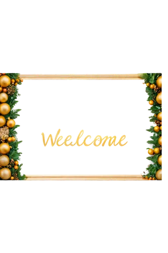 Welcome banner, horizontal layout, bright colors, golden font, bold text, intricate decorations, luxurious frame, soft focus, shallow depth of field, warm lighting, 3/4 composition, panoramic view.,go