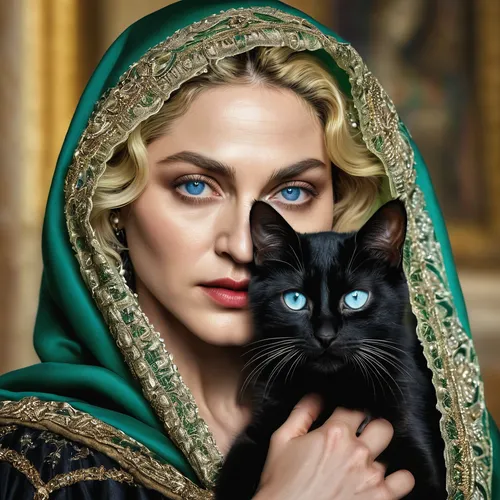 madonna,gothic portrait,fantasy portrait,romantic portrait,arabian mau,cat with blue eyes,kat,feline look,cat european,she-cat,green eyes,golden eyes,fantasy picture,elsa,catarina,the enchantress,sorceress,feline,celtic queen,artemisia,Photography,General,Natural