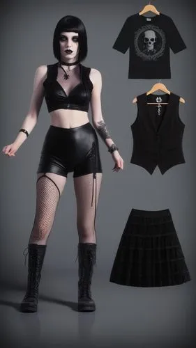 derivable,goth woman,women's clothing,paper doll,Illustration,American Style,American Style 10