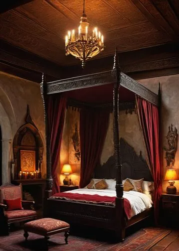 bedchamber,four poster,ornate room,inglenook,sleeping room,victorian room,bedroom,chambre,dracula castle,bedrooms,bedspreads,danish room,attic,bedspread,interior decor,bed,beds,parador,children's bedroom,dracula's birthplace,Art,Artistic Painting,Artistic Painting 25