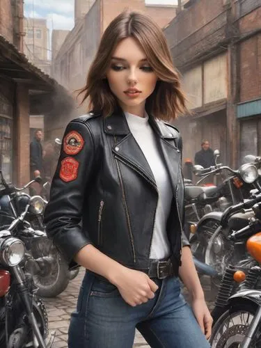 biker,harley davidson,leathers,harley-davidson wlc,policewoman,leather jacket