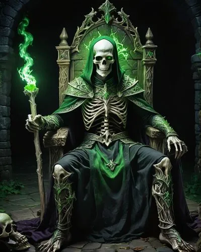 skeleltt,undead warlock,death god,patrol,dance of death,grim reaper,magistrate,skull statue,death's-head,magus,grimm reaper,vanitas,green icecream skull,skeletal,prejmer,skull bones,life after death,memento mori,dodge warlock,skeletons,Conceptual Art,Fantasy,Fantasy 31