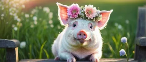 spring unicorn,teacup pigs,mini pig,kawaii pig,animals play dress-up,brush ear pig,piglet,pot-bellied pig,flower animal,domestic pig,whimsical animals,pig,lucky pig,spring crown,mouse bacon,cute animal,suckling pig,guineapig,blossom kitten,flower hat,Illustration,Abstract Fantasy,Abstract Fantasy 02