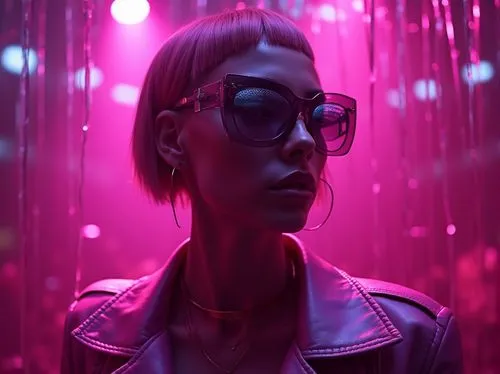 cyberpunk,neon light,neon lights,pink round frames,pink glasses,cyber glasses,futurepop,synthetic,synth,vapor,cyberia,neon,electropop,bubblegum,deep pink,jellyvision,colored lights,ultraviolet,neon ghosts,kirca,Photography,General,Realistic