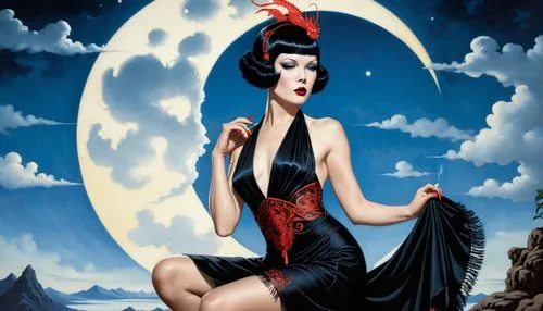 burlesques,elvira,pin ups,vampira,valentine pin up,radebaugh,Illustration,Realistic Fantasy,Realistic Fantasy 10