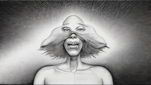 thin vector lines,an artwork that has a woman's head in the middle,psychokinesis,schizoid,bugenhagen,abductee,third eye,cyclopean,Art sketch,Art sketch,Ultra Realistic