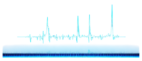 Audio waveform, digital sound wave, blue and white gradient background, 3D audio icon, metallic surface reflection, shiny finish, modern minimalist style, close-up shot, soft focus, warm color tone, s