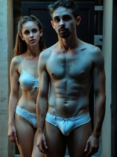 at random,a very beautiful and  man and woman in underwear posing,antwoord,taghmaoui,lebeouf,labeouf,companias,shirtless