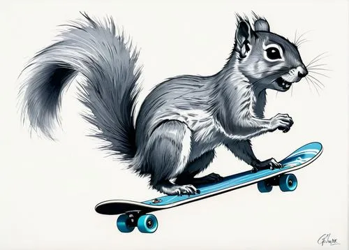 chipping squirrel,abert's squirrel,skater,racked out squirrel,squirell,douglas' squirrel,atlas squirrel,squirrel,skaters,gray squirrel,skateboard,the squirrel,roller sport,skate board,skateboarder,skate,grey squirrel,tree squirrel,palm squirrel,eurasian squirrel,Illustration,Black and White,Black and White 08