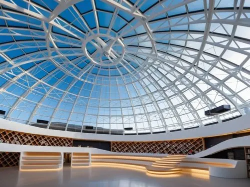 etfe,futuristic art museum,musical dome,soumaya museum,glass roof,guggenheim museum,atrium,dome roof,hall of nations,atriums,skylights,blavatnik,hall roof,cochere,segerstrom,ceiling construction,daylighting,oculus,rotunda,ufo interior,Photography,General,Realistic