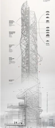 tower megalopolis section to scale based on altered carbon,an architectural diagram of a tall tower,associati,archigram,unbuilt,bjarke,multi-story structure,the energy tower,Unique,Design,Blueprint