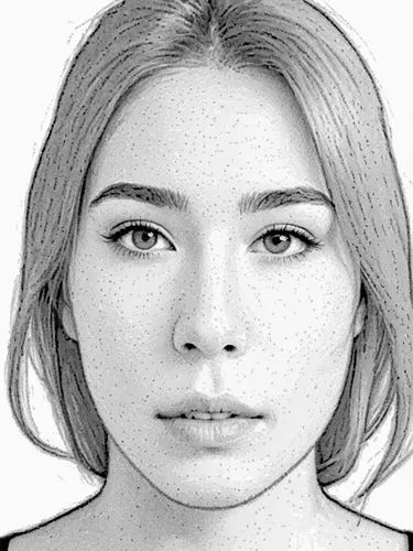 an artist's rendering of a female with black dots in the middle,female face,kreuk,woman's face,female portrait,identifications,woman face,Design Sketch,Design Sketch,Black and white Comic