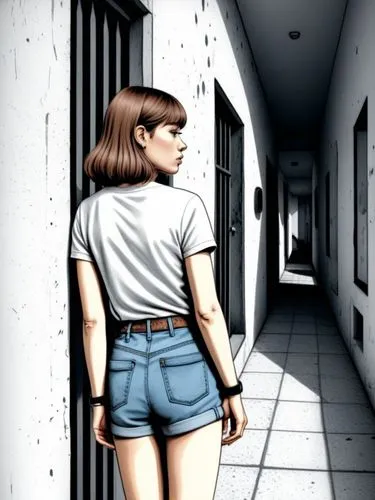 girl walking away,corridors,pixton,deberia,asahina,frisk