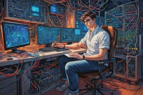 man with a computer,cybertrader,computerologist,computer room,cybernet,technologist,cypherpunks,cyberkinetics,cybersurfing,computer freak,sci fiction illustration,electrophysiologist,cyberscene,cryptographer,computer,computer graphic,cybertown,cyberinfrastructure,seismologist,computer workstation,Conceptual Art,Daily,Daily 17